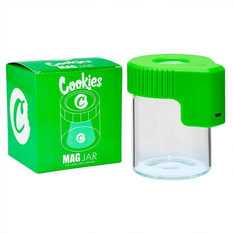 LED light Glow Jar Storage Container bag Magnifying Glass Stash herb Smoking Accessories