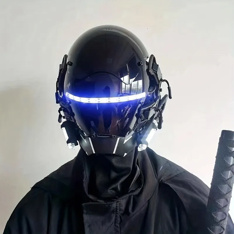 Masques de fête Cyberpunk Masque Casque Technologie Mécanique Sens Plein Visage Halloween Couvre-chef Adulte 230904