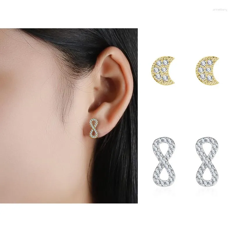 Studörhängen Högklassig Zirkon nummer 8 Månen formad för kvinnor Girls Fashion Crystal Ear smycken Födelsedagspresent