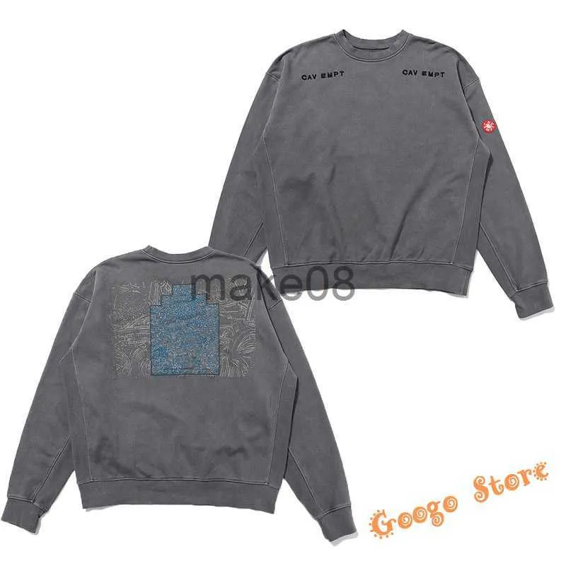 Erkek Hoodies Sweatshirts En İyi Kalite Vintage Washed Cav Empr CE Krop Hoodies Erkek Kadınlar Gri Yapmak Eski Basit Nakış Günlük Cavempt Sweatshirts J230904