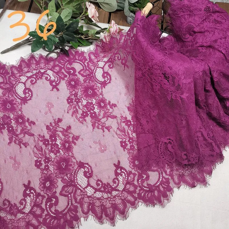 Tessuto 3 m di larghezza 40 cm ciglio pizzo viola verde rosa per accessori di abbigliamento abito cucito applique costume tessuto di pizzo 230904