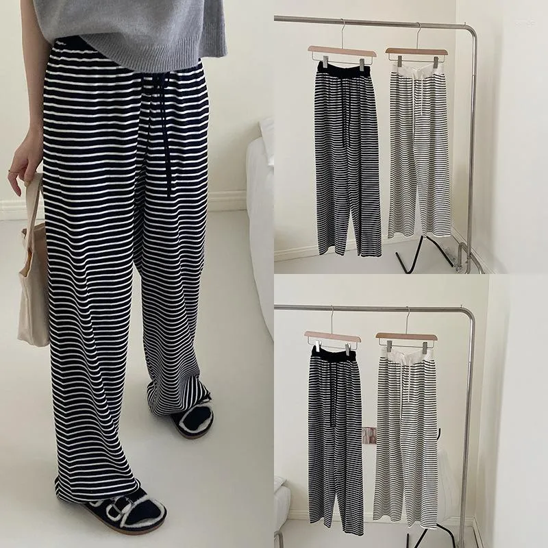 Women's Pants Wide Leg Spring And Autumn Wool High Waist Knitted Long Draping Straight Drag Floor Casual