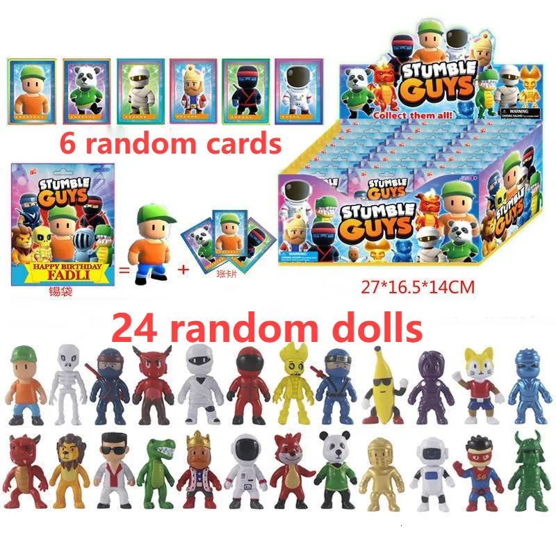 Blind Box 24PCS/Box Cartoon Game Gramument Fall Guys Action Action Action PVC نموذج تمثال متعدد اللاعبين أنواع الأنيمي مجموعة الأطفال 230901