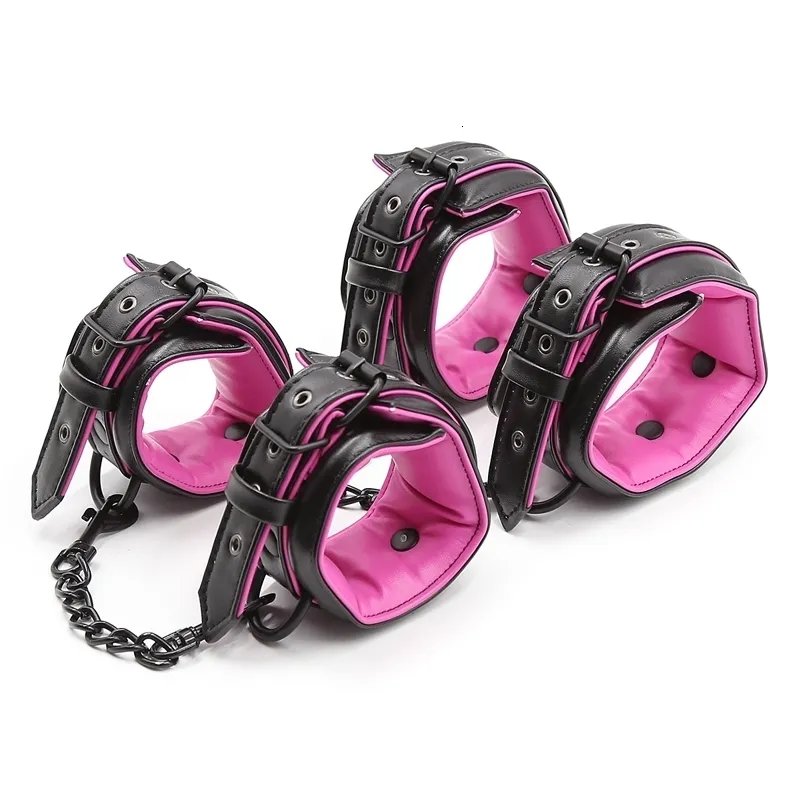 Bondage Sex Couple Leather Bdsm Set 3pcs Restraints Collars Ankle Cuff Handcuffs For Toys Women Adults 230901_voghion.com