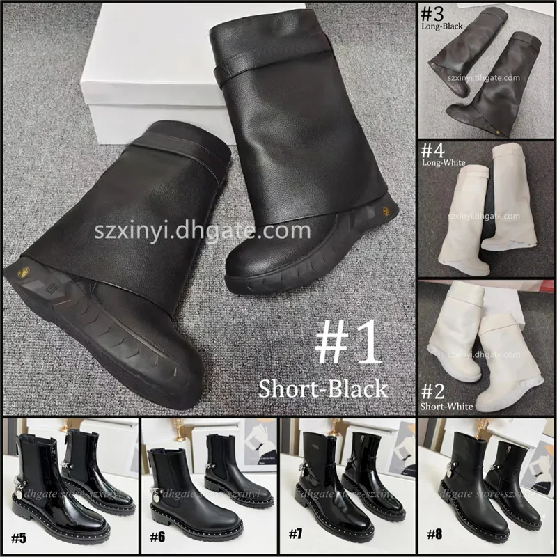 Bottes en cuir classiques pour femmes, bottes plates longues et courtes, 2Styles pour femmes