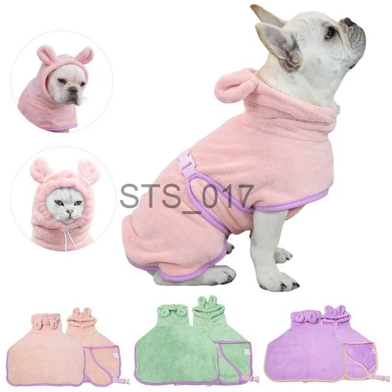 Hondenkleding Hondenbadjas Huisdier Drogen Jas Kleding Capuchon Microvezel Absorberende strandlaken voor grote middelgrote kleine honden Katten Huisdieraccessoires x0904