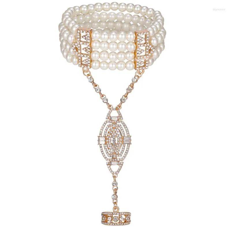 Link bransoletki w stylu deco Great Gatsby Inspired Flower Symulowany Pearl Bransoletka Zestaw ślubu ślubny Bridal Akcesoria Kobiety Kobiety Kobiety