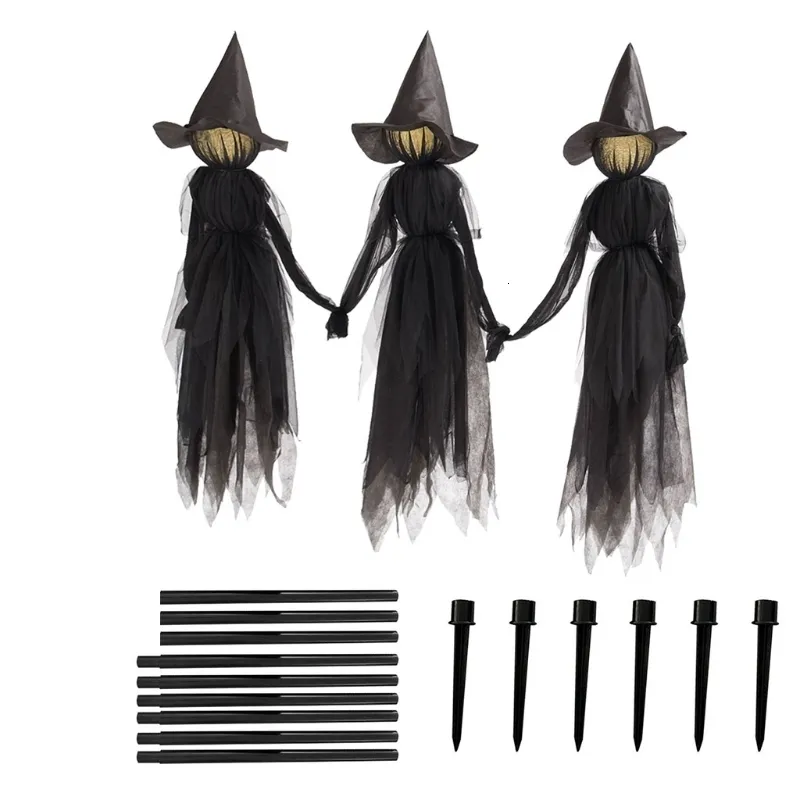 Decorative Objects Figurines Halloween Decorations Outdoor Large Light Up Holding Hands Screaming Witches 230901