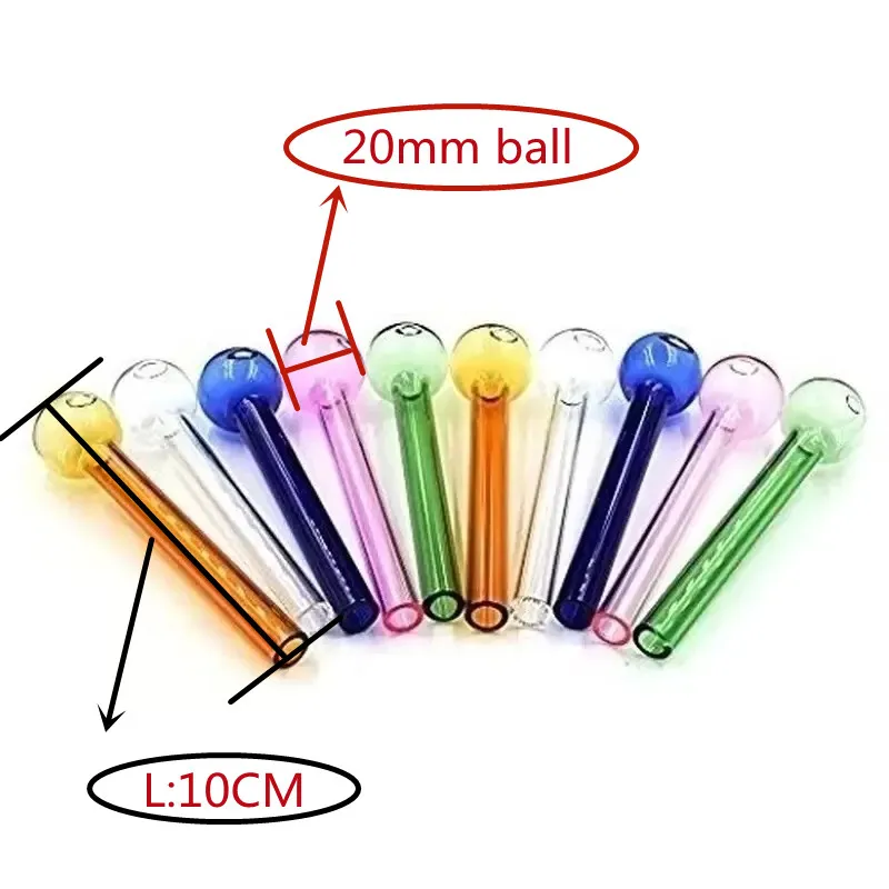 Großhandel 4 Zoll Mini bunte dicke Pyrex Glas Ölbrenner Handpfeife 10 cm Pfeife mit 2 cm Kopf Dab Rig Schüssel