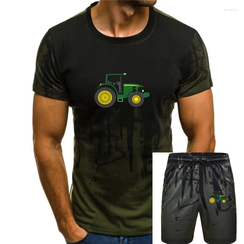 Tracksuits masculinos Orgulho 1Farm Tractor Tee Homens Impressão Personalizada Manga Curta Camisa Amarela