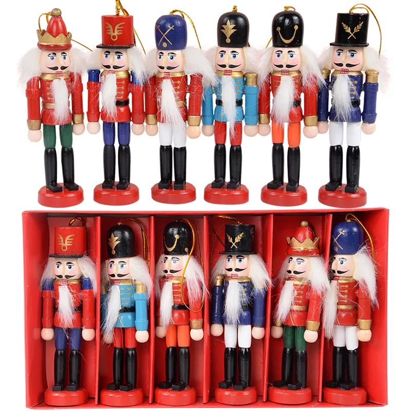 Christmas Decorations 6Pcs/Box Christmas Nutcracker Soldier Ornament 11cm Wooden Nutcracker Christmas Tree Decorations Year Gifts XMAS 230904