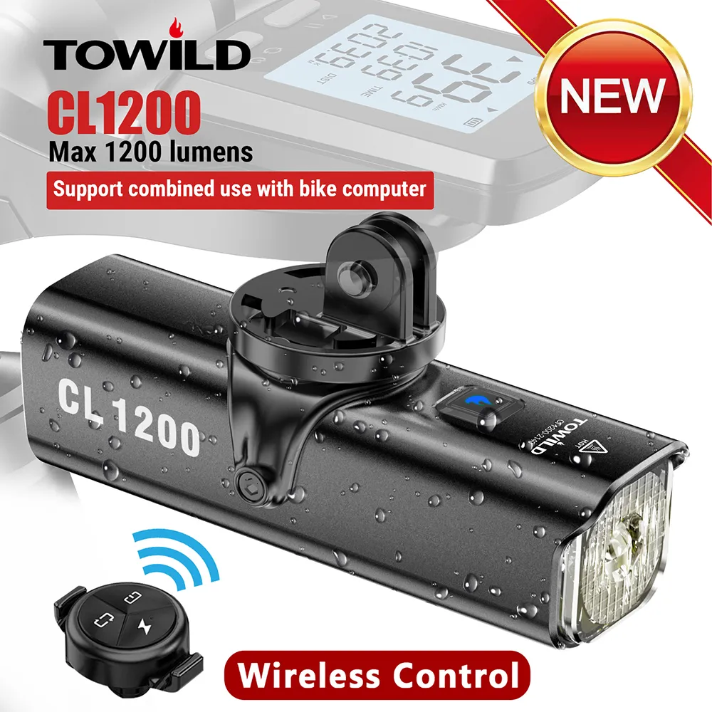 Światła rowerowe Towild CL1200/600LM Rower światła przednia lampa USB ładowna dioda LED 21700 4000 mAh Lekkie Wodoodporne Akcesoria rowerowe 230904