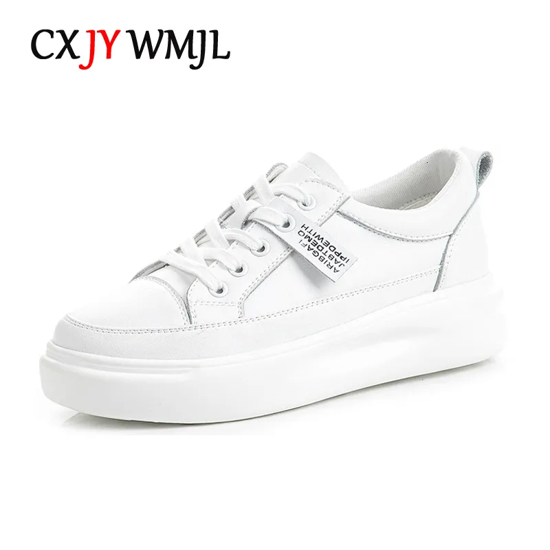 Klänningsskor Big Size Women Sneakers Autumn Leather Light White Sneaker Kvinnlig plattform Vulkaniserad Spring Casual Breattable Sports Shoe 230901