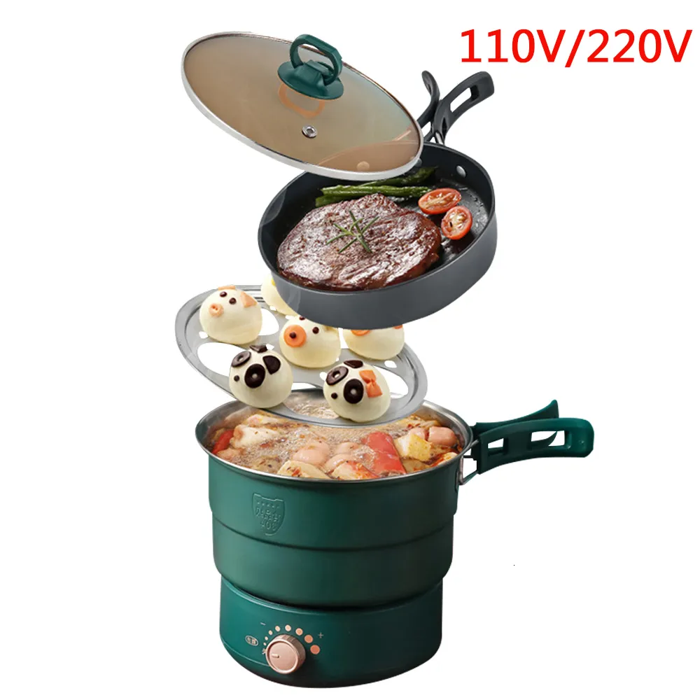 Other Cookware 110V220V Electric Split Cooking Pot Foldable Multicooker Frying Pan pot Steamer Rice Cooker Soup Maker Water Boiler Travel 230901