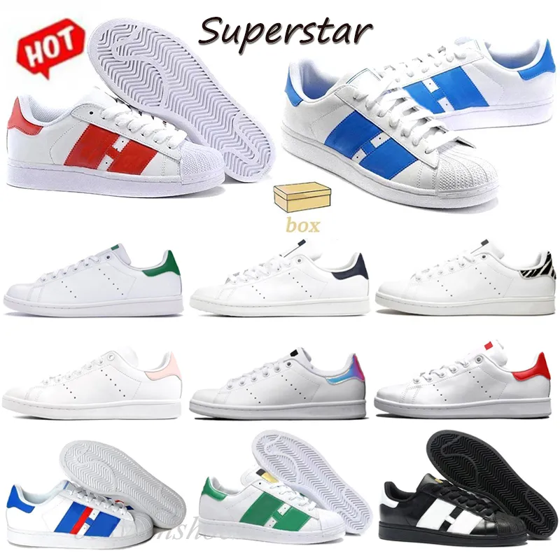 Original Smith Designer Men Women Casual Shoes Superstar White Black White Mens Stan Fashion Navy Blue Triple White Sliver Rainbow Flats Sneakers