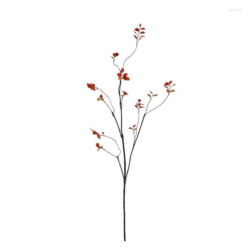 الزهور الزخرفية على الطراز الصيني 4 فروع ميتة ذات شقين وأوراق الخريف نباتات محاكاة خضراء في غرفة المعيشة المكتبية