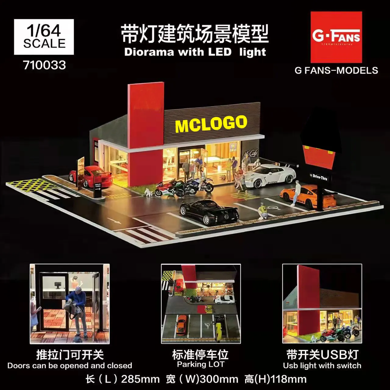 DHgate.com:1/64 Scale Car Garage Diorama Model with LED