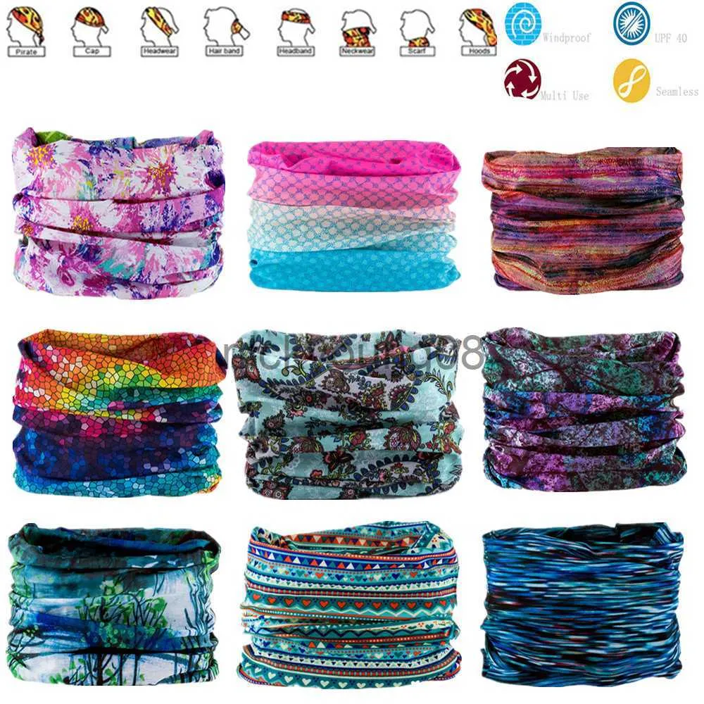 Anhängerschals 1551-1600 Blumentierdruck Turban Nahtlose Bandanas Kopfbedeckung Schal Magic Stirnband Gesichtsmaske Wrap Bike Kopftuch Frauen Schal x0904