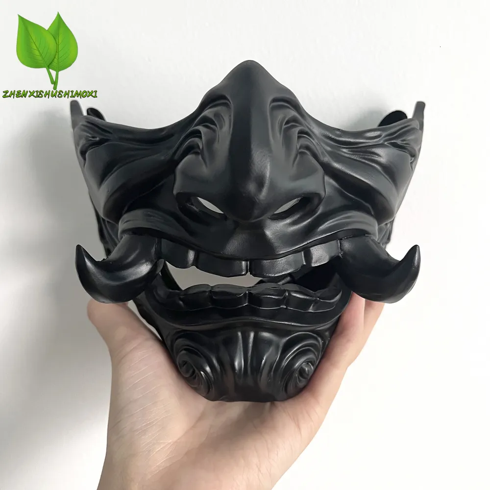 Parti Maskeleri 1 PC Demon Prajna Cosplay Mask Cadılar Bayramı Şeytan Oni Samurai Hayalet Korku Sert Reçine Yüz Yetişkin Unisex Prop 230901