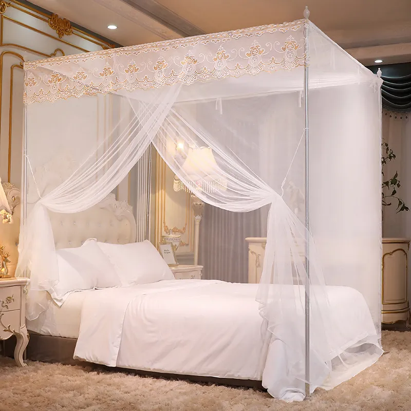 Light Luxury and Elegant Palace Embroidered Lace Landing Single Door  Encrypted Mosquito Nets for Summer Household Use