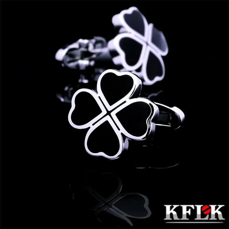 Manschettenknöpfe KFLK Schmuck französisches Hemd Designer-Manschettenknöpfe für Herren Marke Clover Manschettenknöpfe Hochzeit Knöpfe Schwarz Hochwertige Gäste 230901