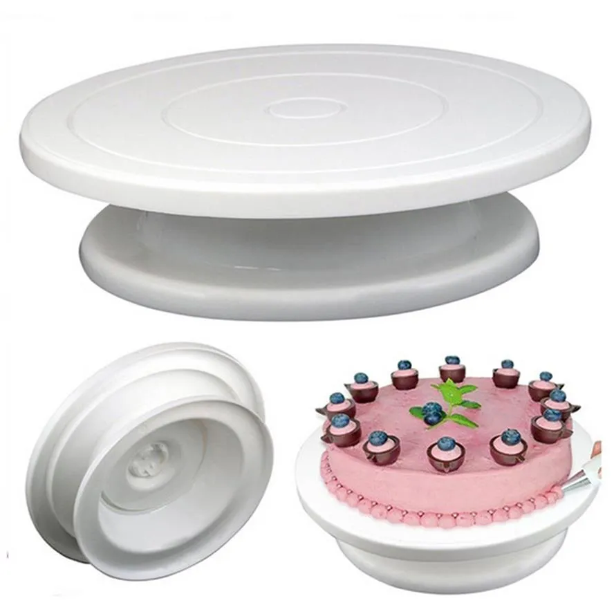 Support de gâteau tournant en acier inoxydable 11,8 pouces tourne-disque à  gâteau avec base rotative pour la décoration de