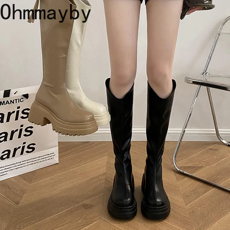 Boots Design Chunky Woman Knee High Boots Fashion High Platform Damer Long Boots Shoes Winter Non Slip Women's Boots 230901