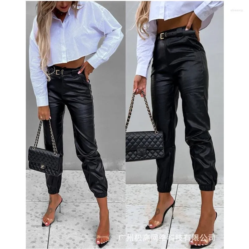 Pantalons pour femmes Femmes Élégant Mode Été PU Cuir Crayon Casual Taille Haute Slim Fit Long Pantalon Streetwear