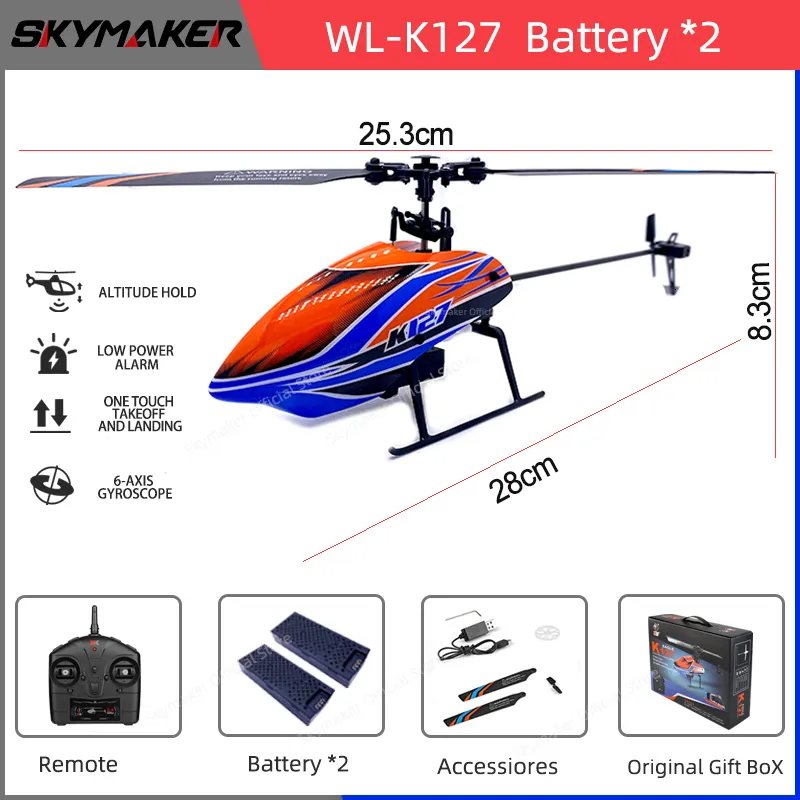 Wltoys K200 Hélicoptère RC 4CH 2.4G Télécommande 3 Piles