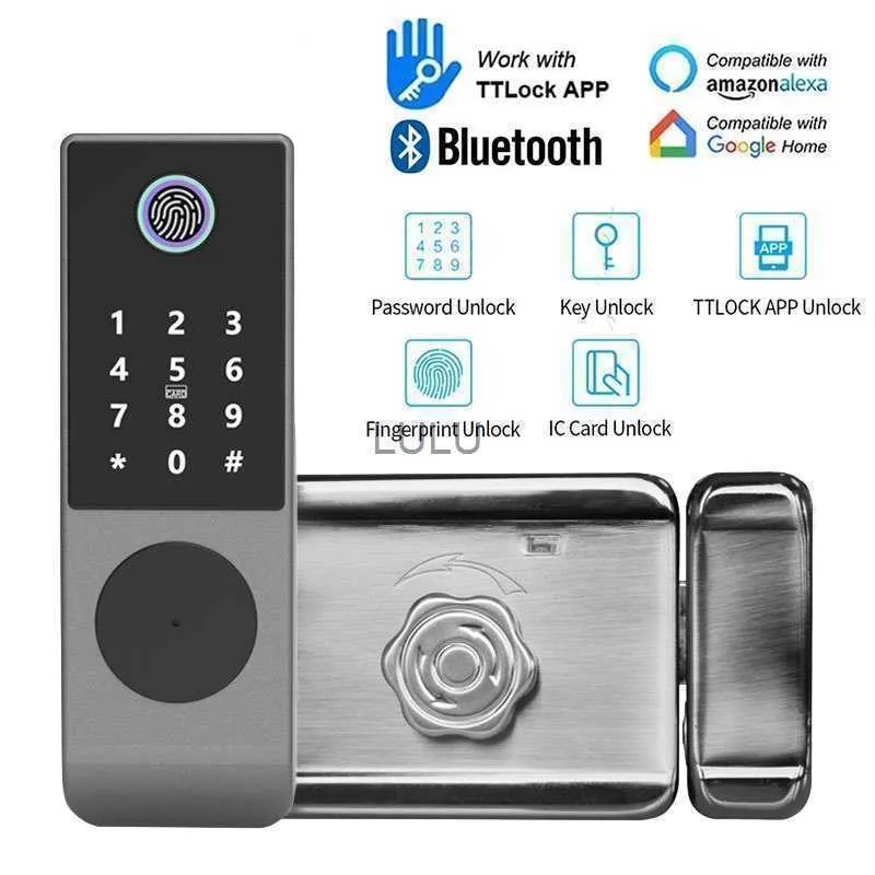 Fechaduras de porta IP65 à prova d'água TTLock com impressão digital Smart Lock Outdoor Gate Bluetooth Senha 13,56 MHz Cartão IC Deadbolt + Chave Mecânica HKD230904