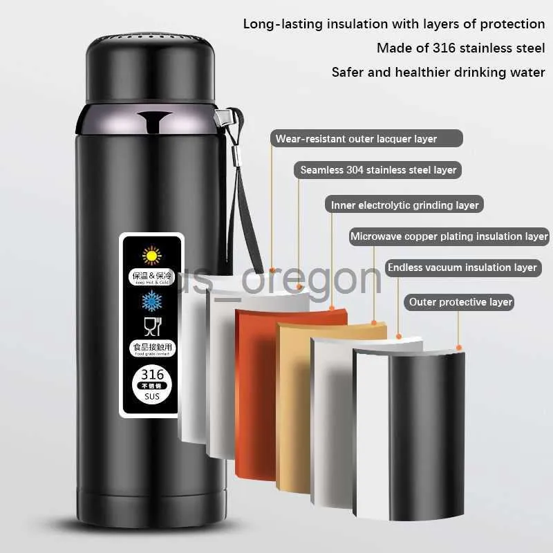 Thermoses 600–1500 ml Isolierflasche, LED-Temperatur, 316 Edelstahl, Thermoanzeige, große Kapazität, isolierte Thermoskanne, Tee- und Wasserflasche x0904