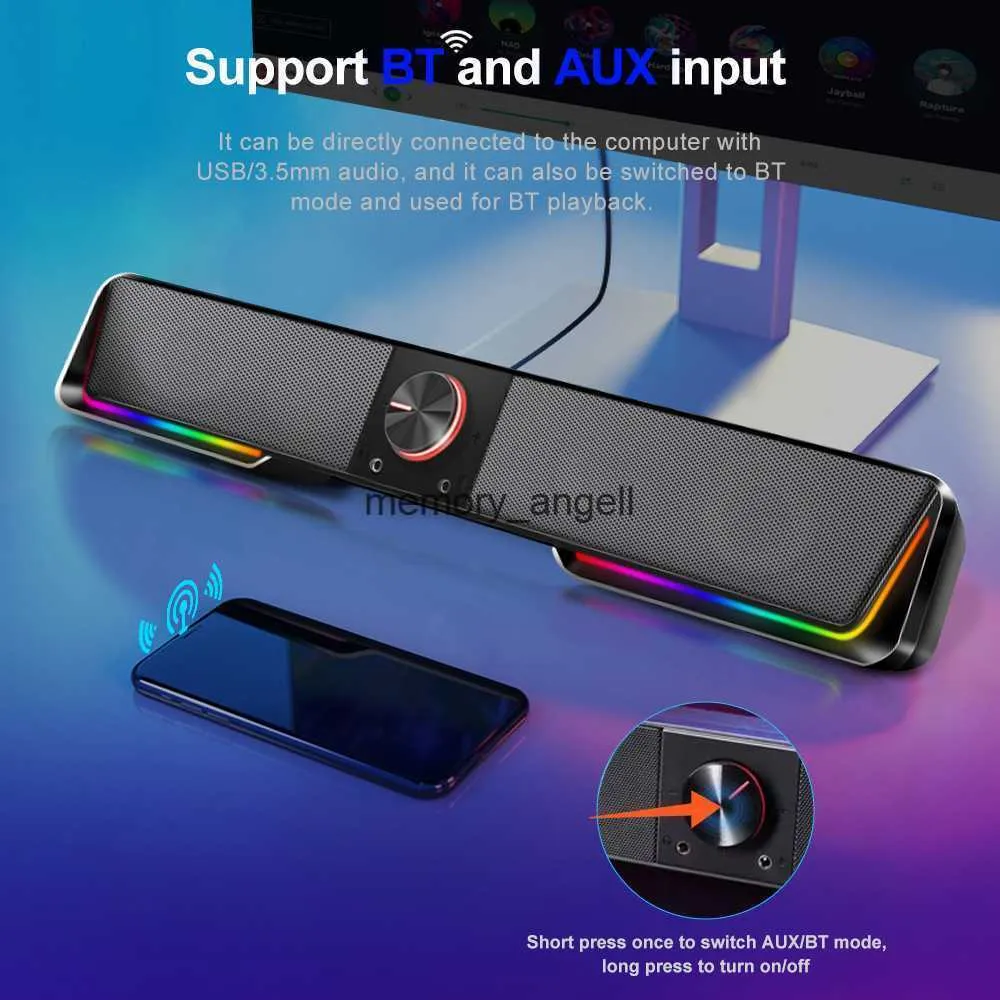 Portable Speakers REDRAGON GS570 Darknets Support Bluetooth Wireless aux 3.5 surround RGB speakers column sound bar for computer PC loudspeakers HKD230905