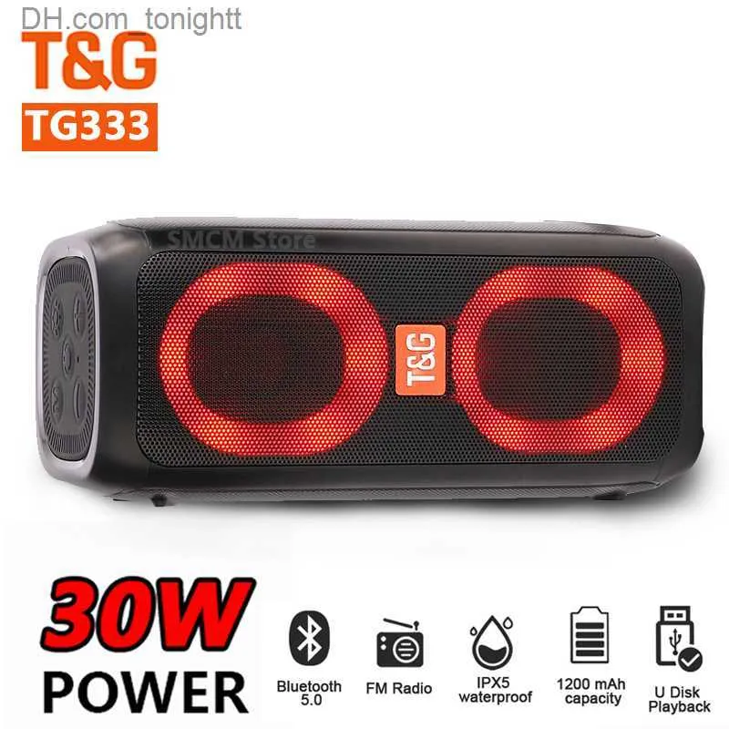 Altoparlanti portatili TG333 Potenza 30 W caixa de som Altoparlante Bluetooth Doppi altoparlanti wireless Subwoofer esterno Luci colorate RGB con radio FM TFcard Q230904