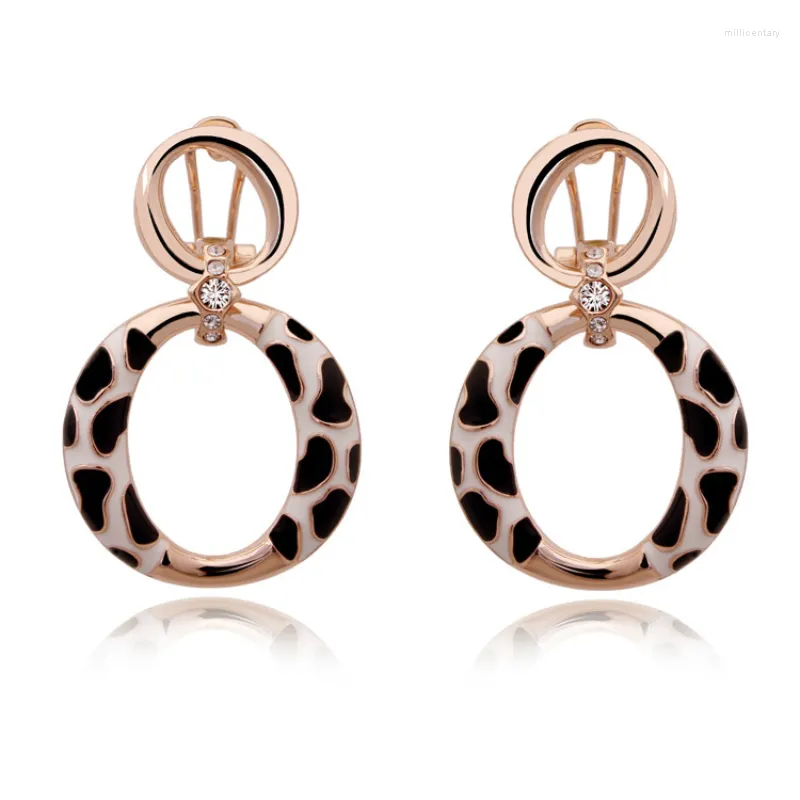 Kolczyki Dangle Fashion Leopard Double Circle for Women Girl Crystal Charm Biżuter
