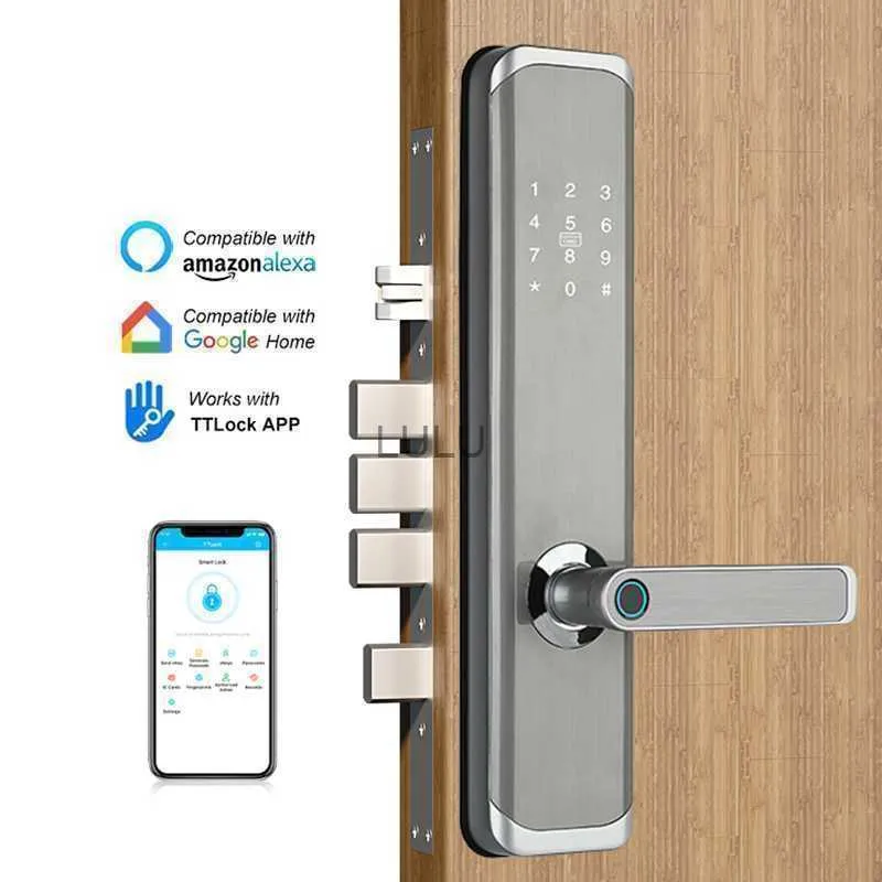 Fechaduras de porta TT lock app WiFi Smart Fingerprint Lock Eletrônico Bluetooth Digital APP Código de teclado Keyless HKD230904