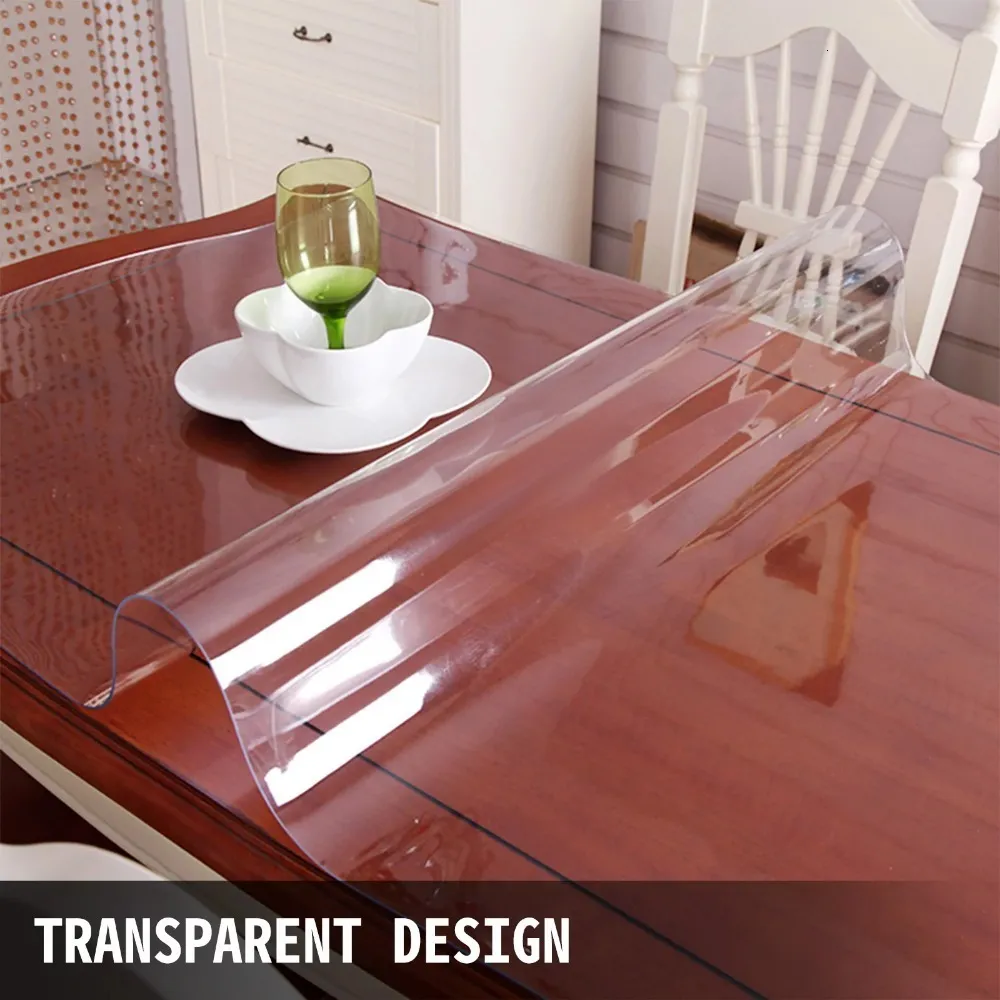 Protección De Mesa De PVC Transparente De 16x54 Pulgadas, Versión Mejorada De 1.5mm De Grosor, Mantel De Plástico Transparente, Protector De Mesa De Cristal, Protector De Mesa De Vinilo, Poliéster