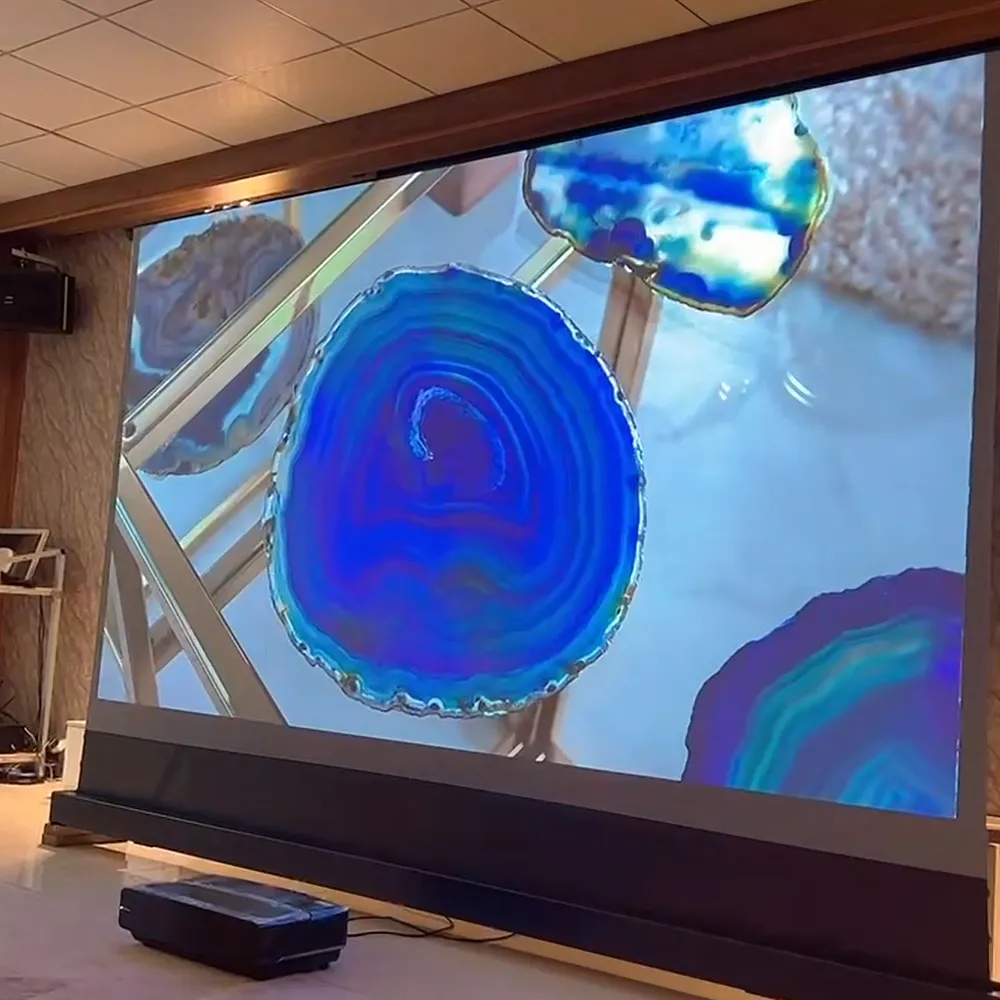 Écran de Projection au sol à Tension de languette électrique de 92/100 pouces, écran de Projection 16:9 ALR pour projecteur HD 4K 8K 3D UST