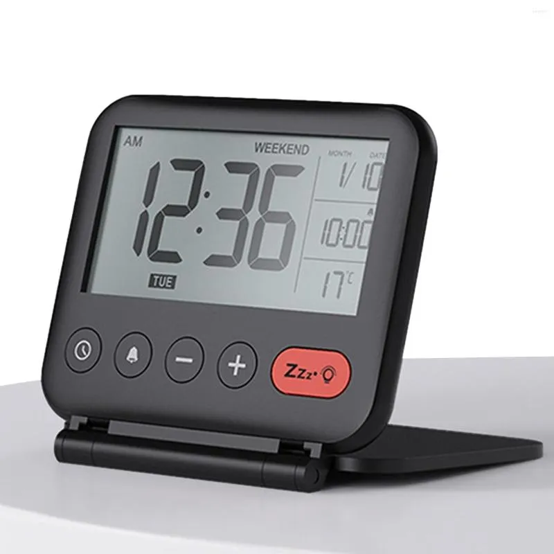 Relógios de mesa Digital Travel Alarm Clock Dobrável Calendário Compacto Temporizador de Temperatura LCD com Modo Snooze