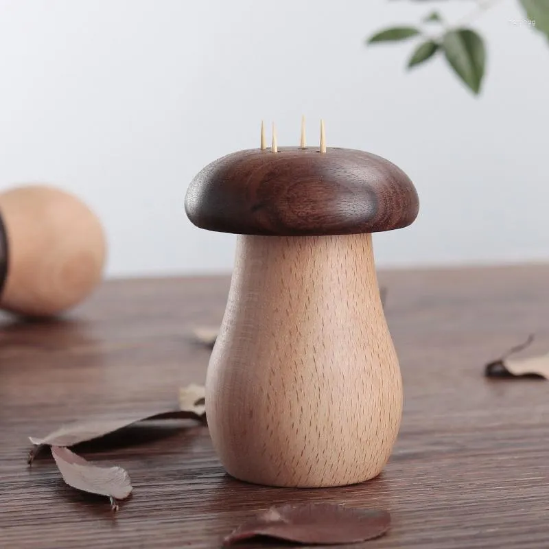 Storage Bottles 1PC Portable Plastic Tootpick Holder Container Creative Mushroom Shaped Walnut Material Box Organizer