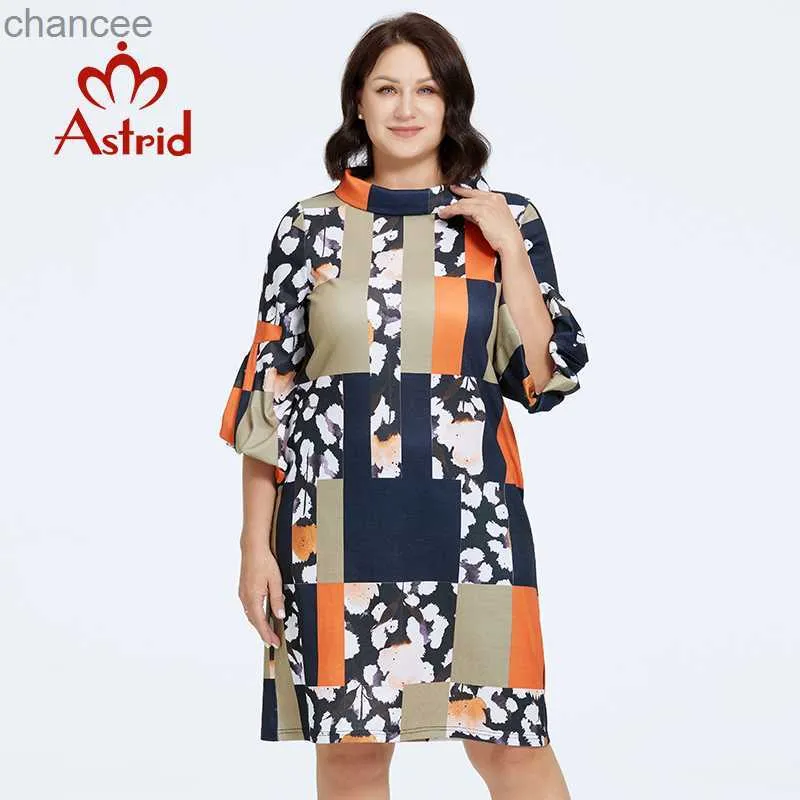 Grundläggande avslappnade klänningar Astrid Kvinnor klänningar 2023 Överdimensionerad kontrastfärg Print Loose Ladies Midi Party Dresses FLAGE STEVE Office Female Clothing LST230904