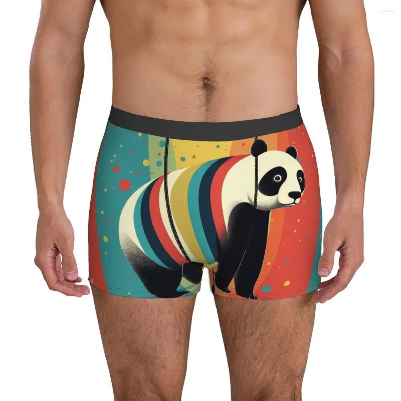 Sous-vêtements Panda sous-vêtements dessin animé plat Illustration impression Boxer Shorts homme slip uni cadeau d'anniversaire