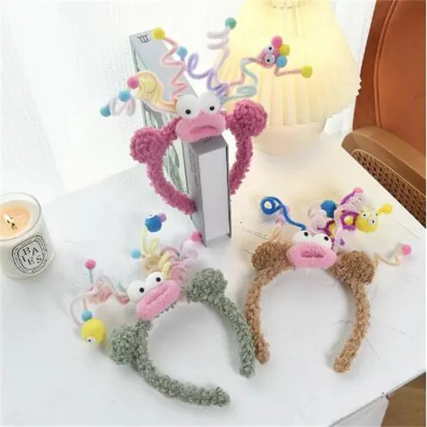 Cartoon Sausage Mouth Wool Roll Hairbands Kids Lovely Funny Headband Ornament Hoops Band Hair Accessories Autumn And Winter GC2269