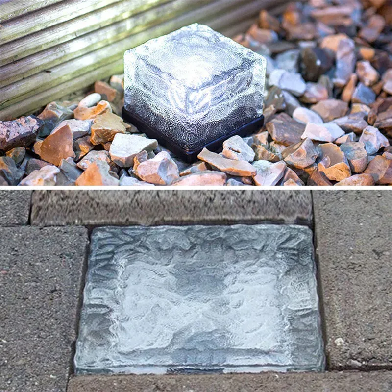Solar Glass Brick Light Ice Cube Lighting LED Landscape Lamp Buried Lamps Square for Christmas Outdoor Path Road