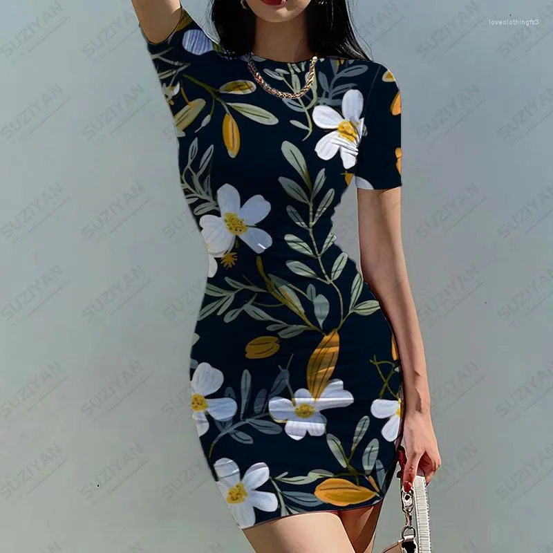 Casual Dresses Summer Lady Sexy Dress Flower 3D Printed Fashion Trendy Women's Body