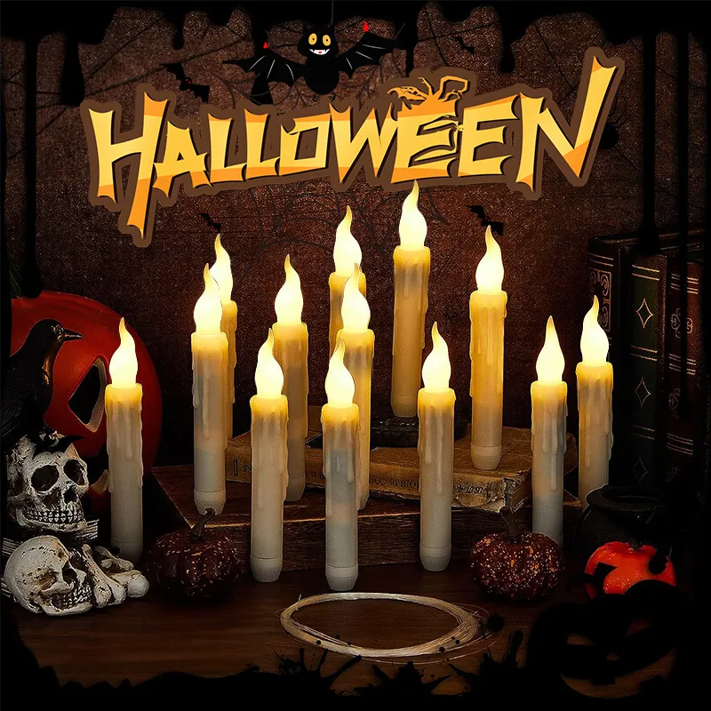 Floating LED Candles With Real Witch Wand Remote Control Flameless  Electronic Taper Lights For Halloween Party Decorations 230904 From Men09,  $22.33