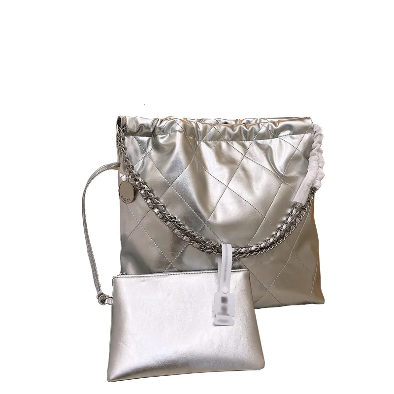 Fransız Lüks Tasarımcı Crossbody Bag Paris Klasik Elmas Kafes Büyük Boy Alışveriş Ünlü Kadınlar Omuz Büyük Kapasite Şık Gümüş Tote