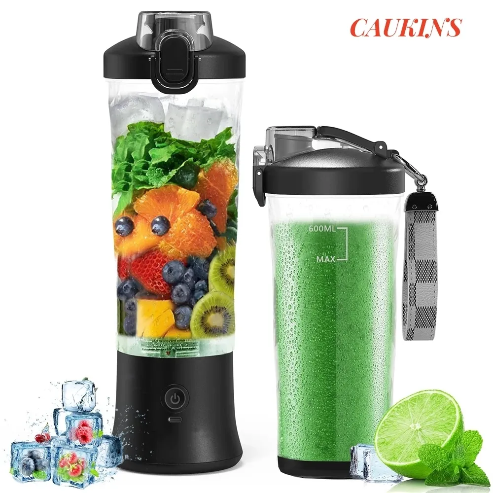 Narzędzia do warzyw owocowych 600 ml ładowna przenośna butelka miksera Mocna elektryczna 6 ostrzy mikser Personal USB Smoothie do domu 230901