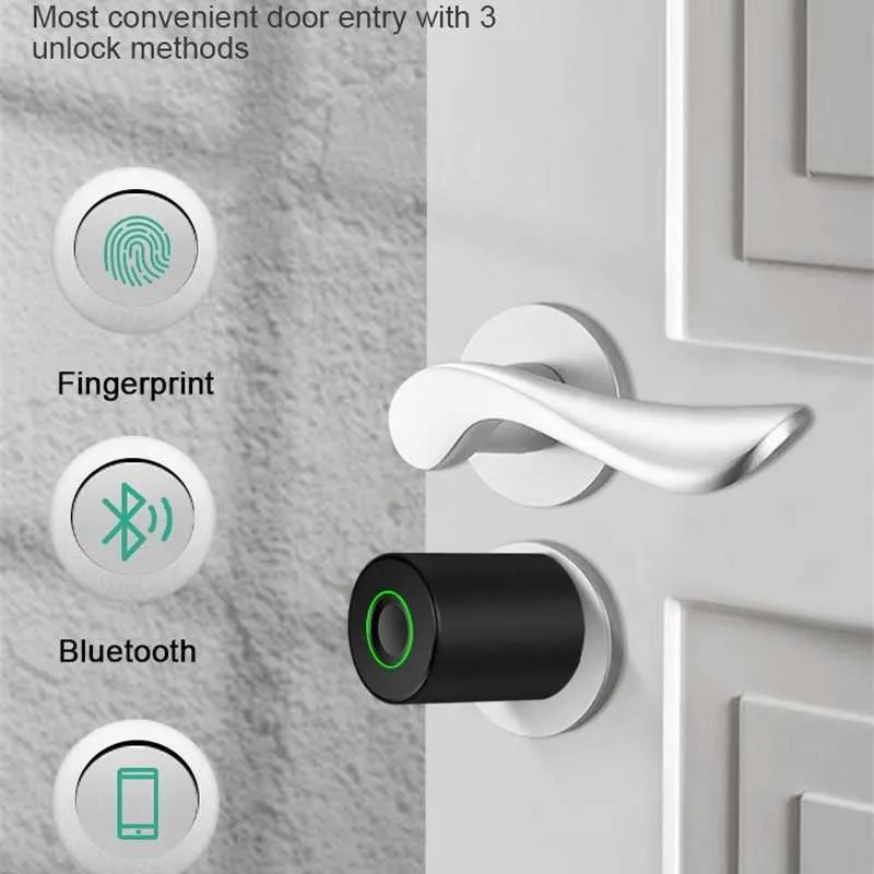 Dörrlås Tuya Bluetooth Smart Cylinder Lock Biometriskt fingeravtryck Lås digital anti-stöld KEYLESS RECHARGEABLE HOME ELEKTRONISK Dörrlås HKD230903