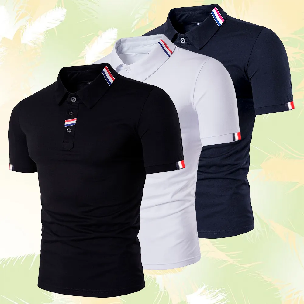 Polo da uomo Tinta unita Polo da uomo Manica corta Moda casual Estate Risvolto Maschile Top 230901