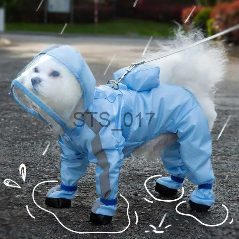 Vêtements de chien Nouveau XS-2XL Pet Dog Raincoat Combinaison à capuche imperméable à l'eau et à l'extérieur Chiens réfléchissants Manteau de pluie Résistant à l'eau Vêtements pour chiens x0904